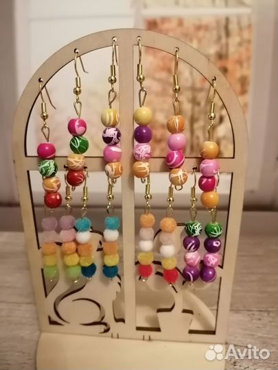 Серьги детские ручная работа 7 пар