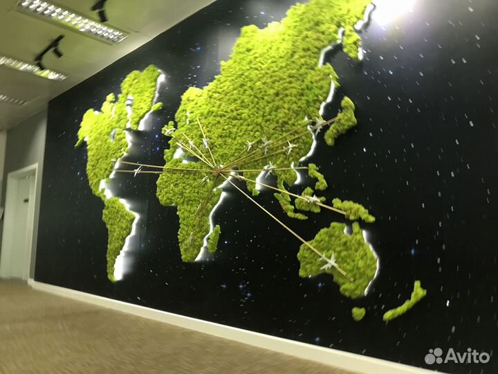 Часы из мха с подсветкой