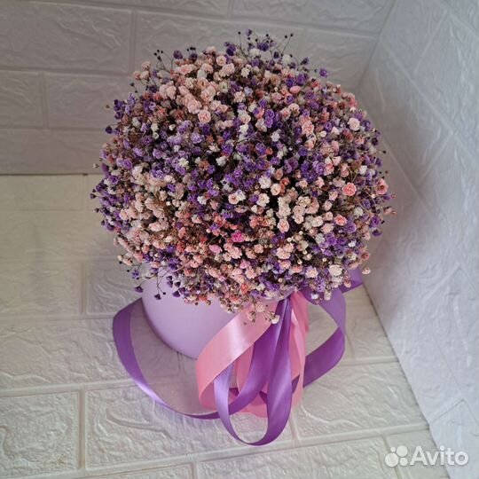 Лавандовая коробочка с гипсофилой