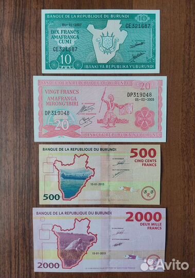 Банкноты Заира, Бутана, Бурунди, Анголы