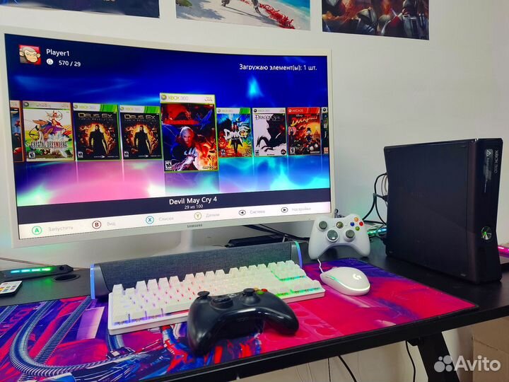 Xbox 360 2геймпада 250+250гб, прошитый 100+игр