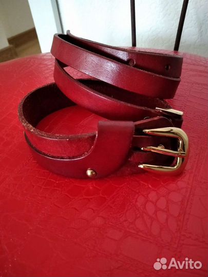Ремень кожа красный