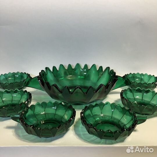Десертный набор зеленое стекло ар деко Германия