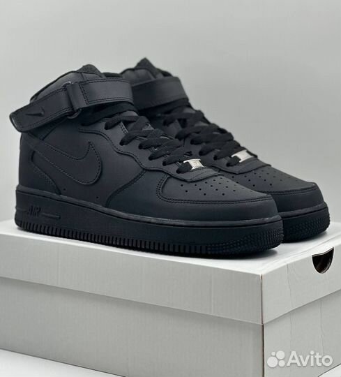 Кроссовки Nike Air Force 1 High (с мехом) черные