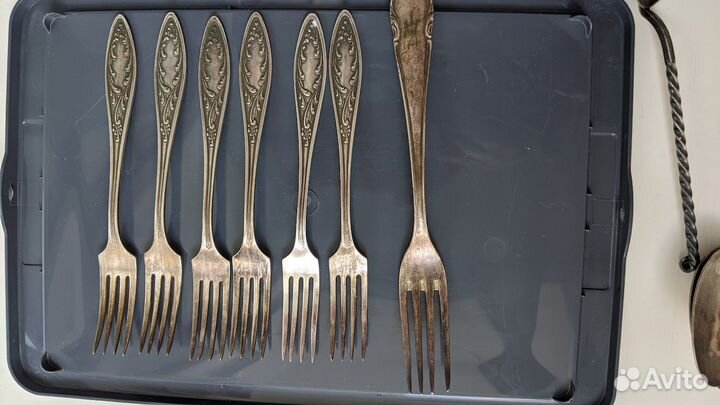 Ложки кофейные столовые чайные вилки мнц мельхиор