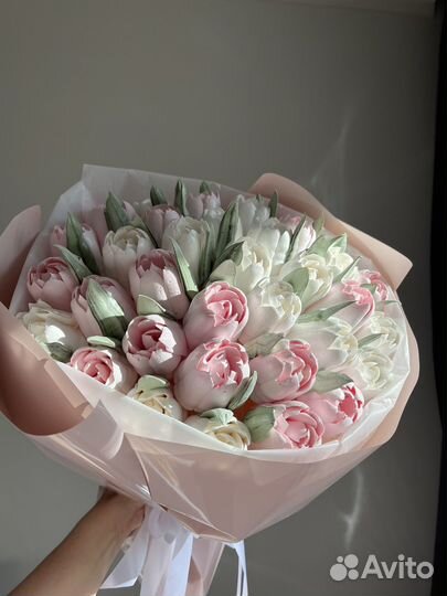 Зефирный букет, тюльпаны