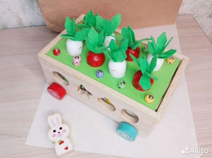 Деревянный сортер монтессори каталка рыбалка