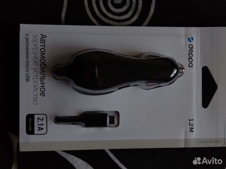 Автомобильное зарядное устройство microUSB 2.1А