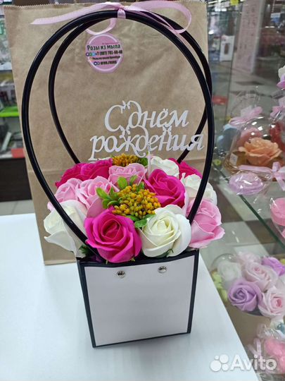 Цветы из роз мыла