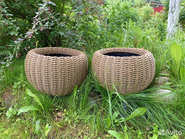 Кашпо шар, цилиндр, бочонок из ротанга
