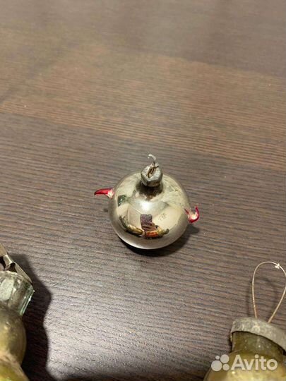 Елочные игрушки СССР будильник/часы и чайник