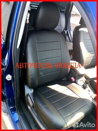 Чехлы Toyota Rav4 2 из экокожи чёрные Классика