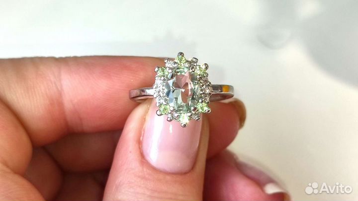 Кольцо с празиолитом, 17,5 размер, 925/585