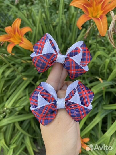 Школьные банты резинки в клетку