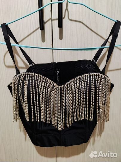 Корсетный топ со стразами