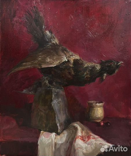 Птица маслом на холсте 