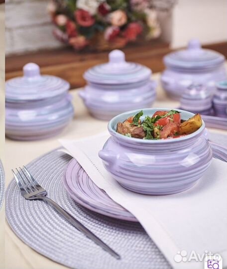 Керамические горшки для запекания набор 4 шт