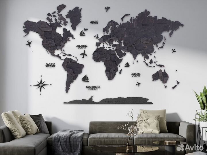 Карта мира из дерева с доставкой