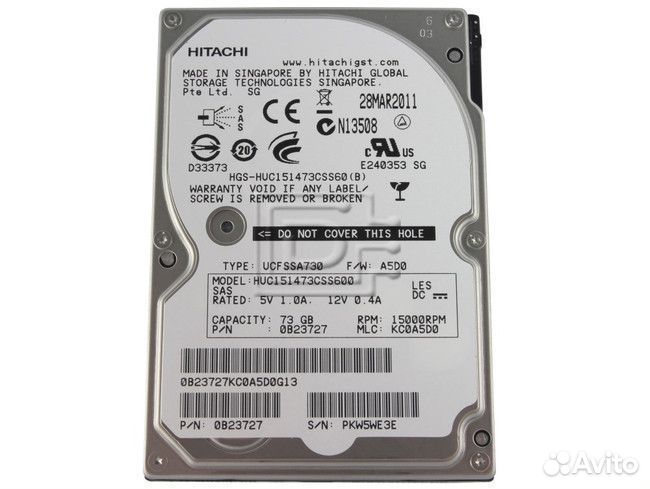 Жесткий диск Hitachi 73Gb SAS HUC151473CSS600