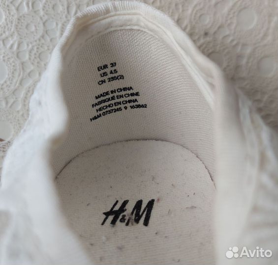 Кеды hm 37 размер кружевные белые