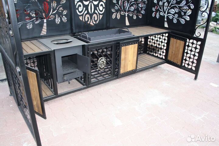 Мангал loft с крышей, кованный в стиле лофт