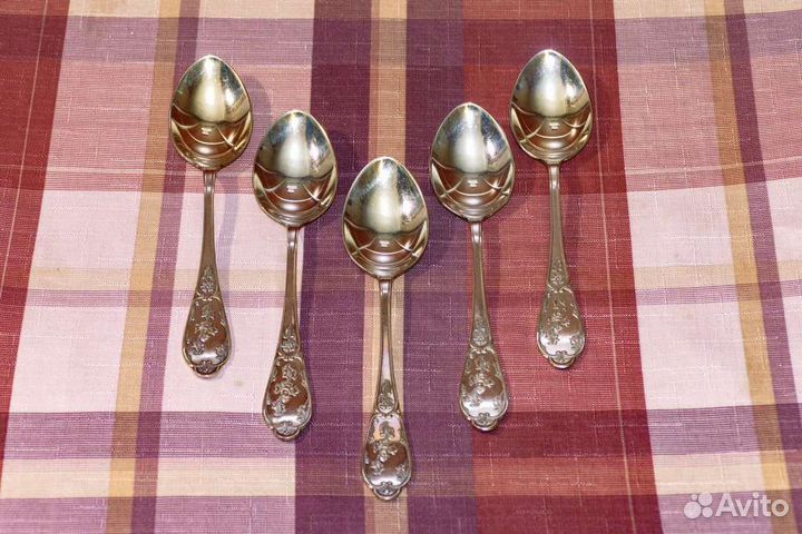 Ложки десертные позолоченные СССР новые 5шт