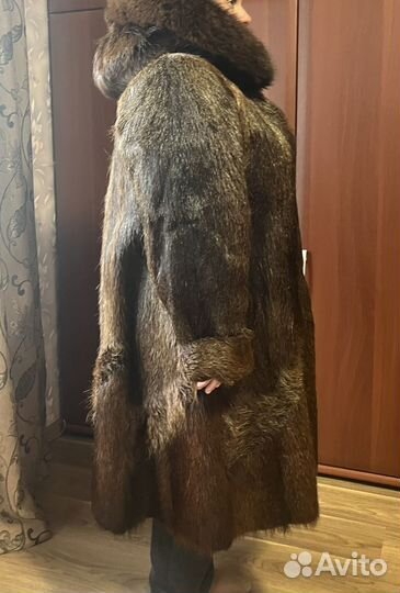 Шуба нутрия с капюшоном