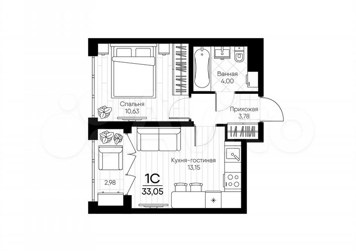 1-к. квартира, 33,1 м², 11/18 эт.