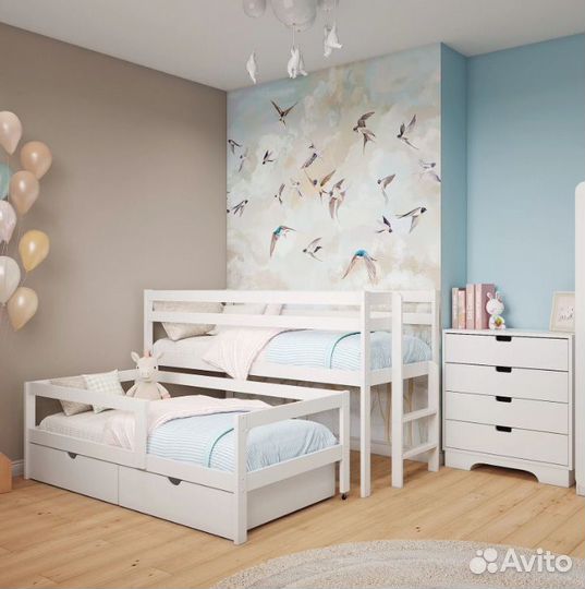 Детская кровать из березы для 2-х детей