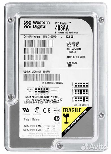 Жесткий диск Western Digital WD408AA 45Gb 5400 IDE