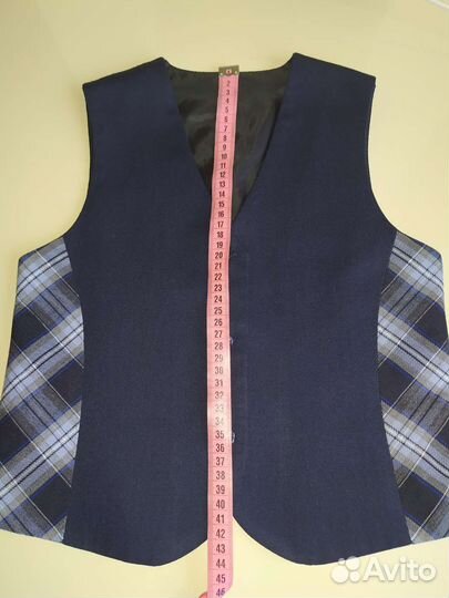 Жилетка школьная синяя на девочку 134 см