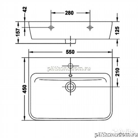 Gala Emma Square 27000 раковина 55х45 см с крепежом