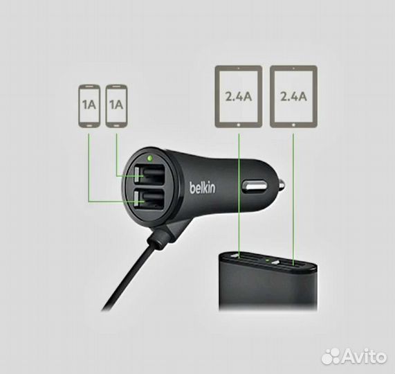 Азу Belkin Road Rockstar 4 USB 1А/2.4A оригинал