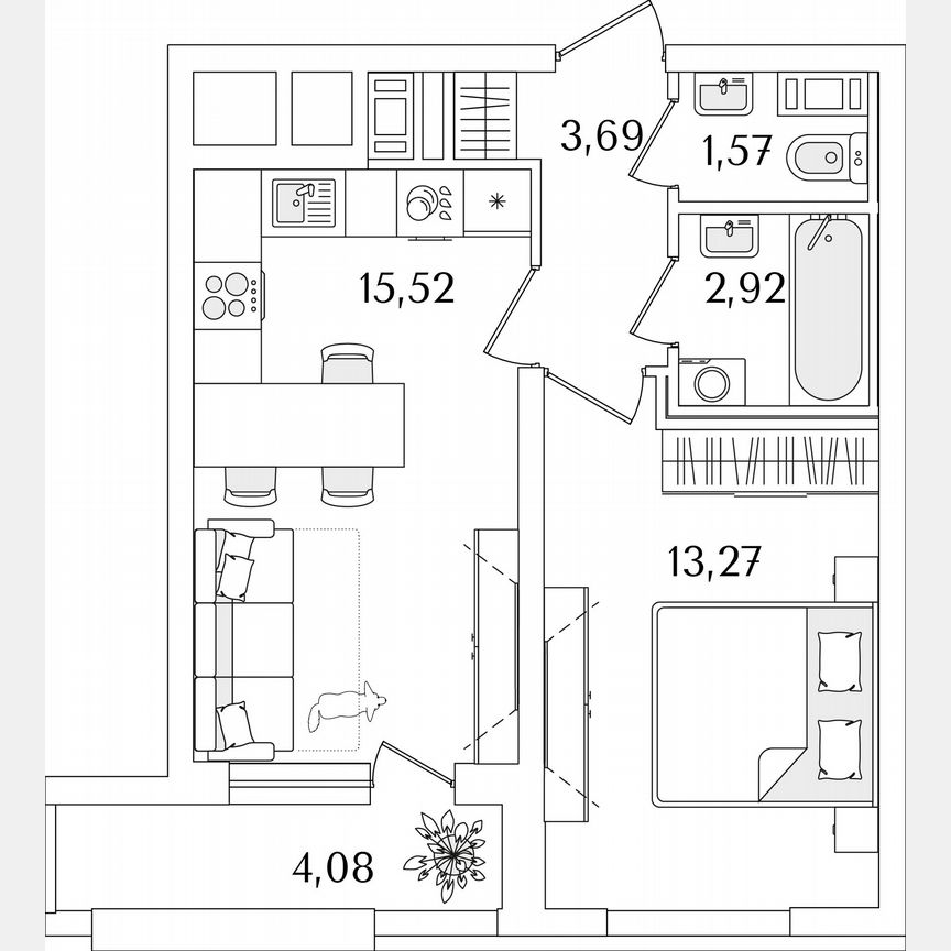 1-к. квартира, 39 м², 10/17 эт.