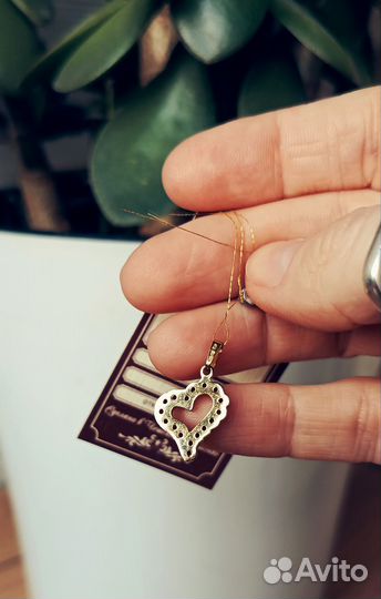 Подвески сердечки, серебро, гранат, винтаж