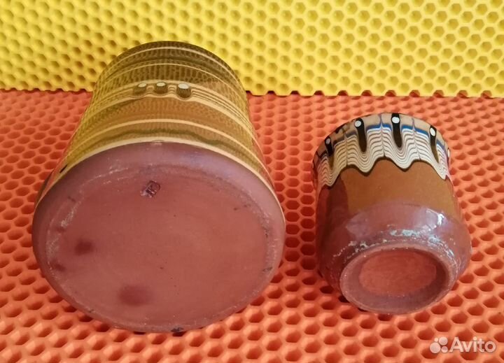 Стакан и кружка из красной глины