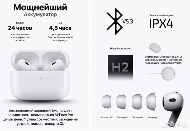 Airpods PRO 2 c шумоподавлением+Доставка Бесплатно