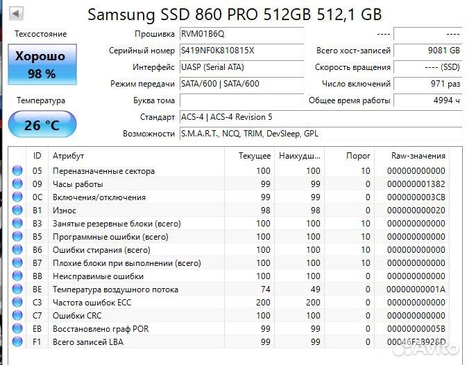 SSD Samsung 860 PRO 512 gb 10 штук