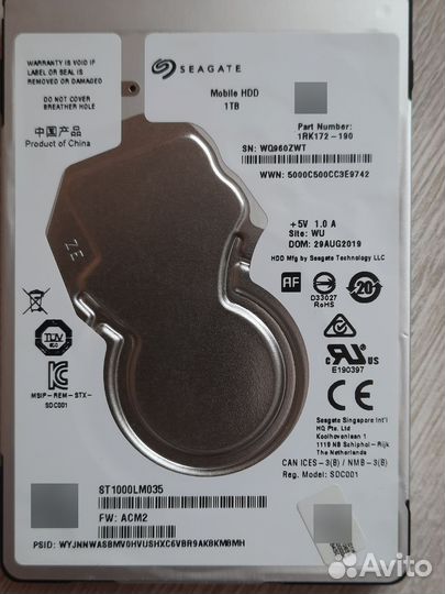 Жесткий диск HDD Seagate 1 Tb 2,5