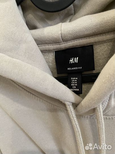 H&M Толстовка худи Relaxed Fit M бежевая