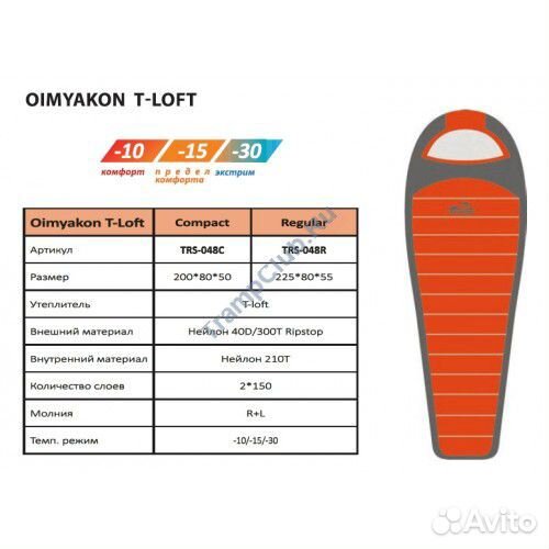 Тёплый спальный мешок Tramp Oimyakon Compact