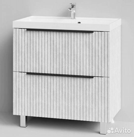 Тумба с раковиной Дольчи 80см напольный, белый кам