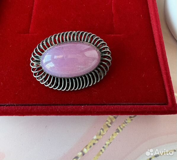 Винтажная Брошь мельхиор вставка СССР