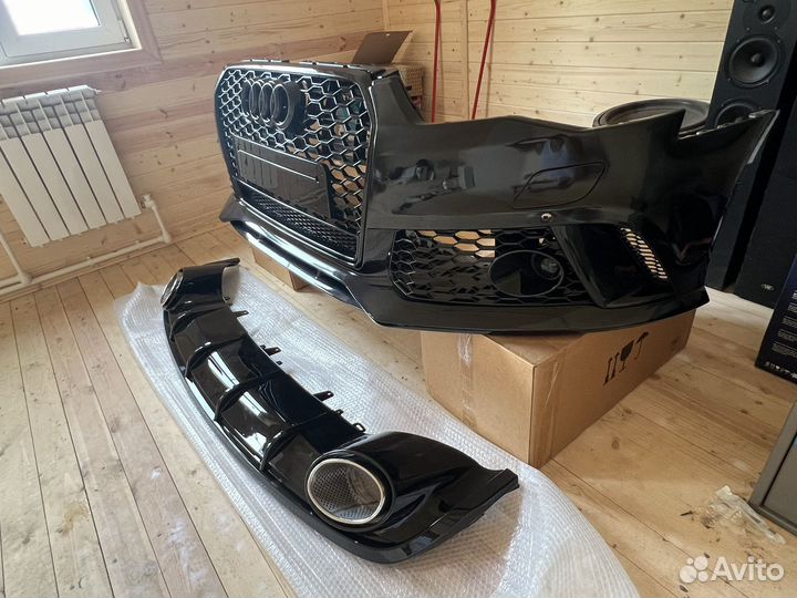 Бампер передний А6 С7 рест в сборе + диффузор