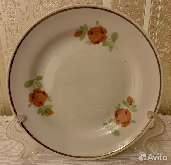 Большое блюдо Дулево и тарелки с розами, гдр кала