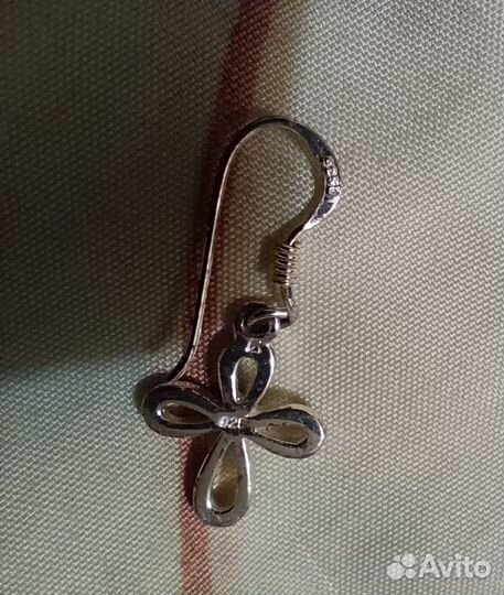 Серебряные серьги с марказитами, 925 пр