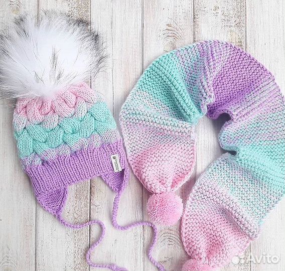 Комплект ручной работы, шапка- снуд- шарф