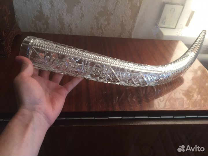 Редкий огромный хрустальный рог СССР ретро