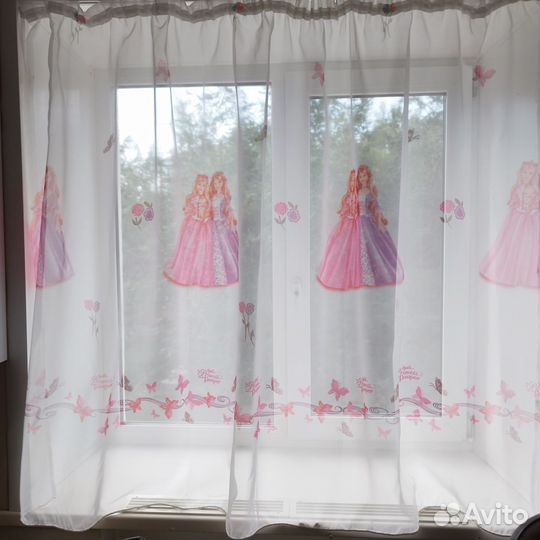 Шторы тюль бу Барби в детскую для девочки