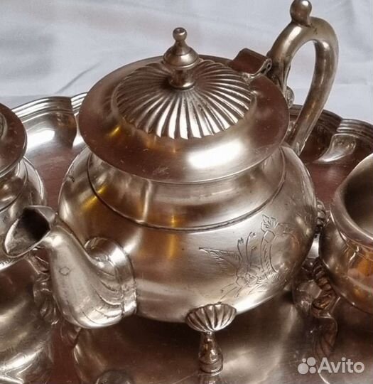 Сервиз чайный чайник сахарница серебрение Англия